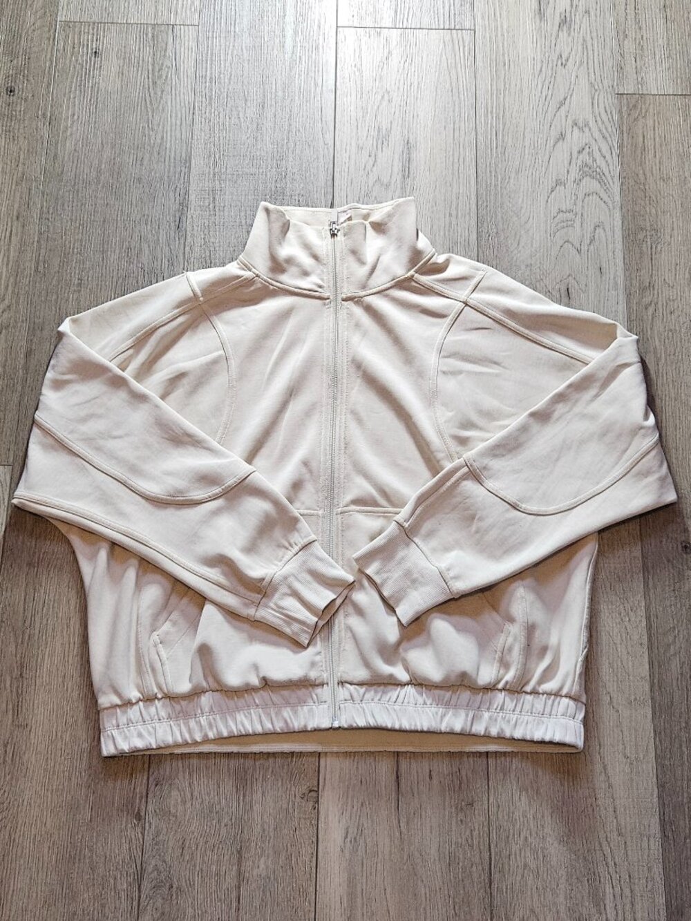Lululemon Brushed Softstreme Funnel Neck Pullover Sweatshirt Beige Size 12